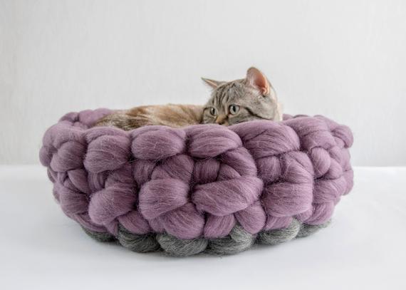 rosa Katzenbett Wolle